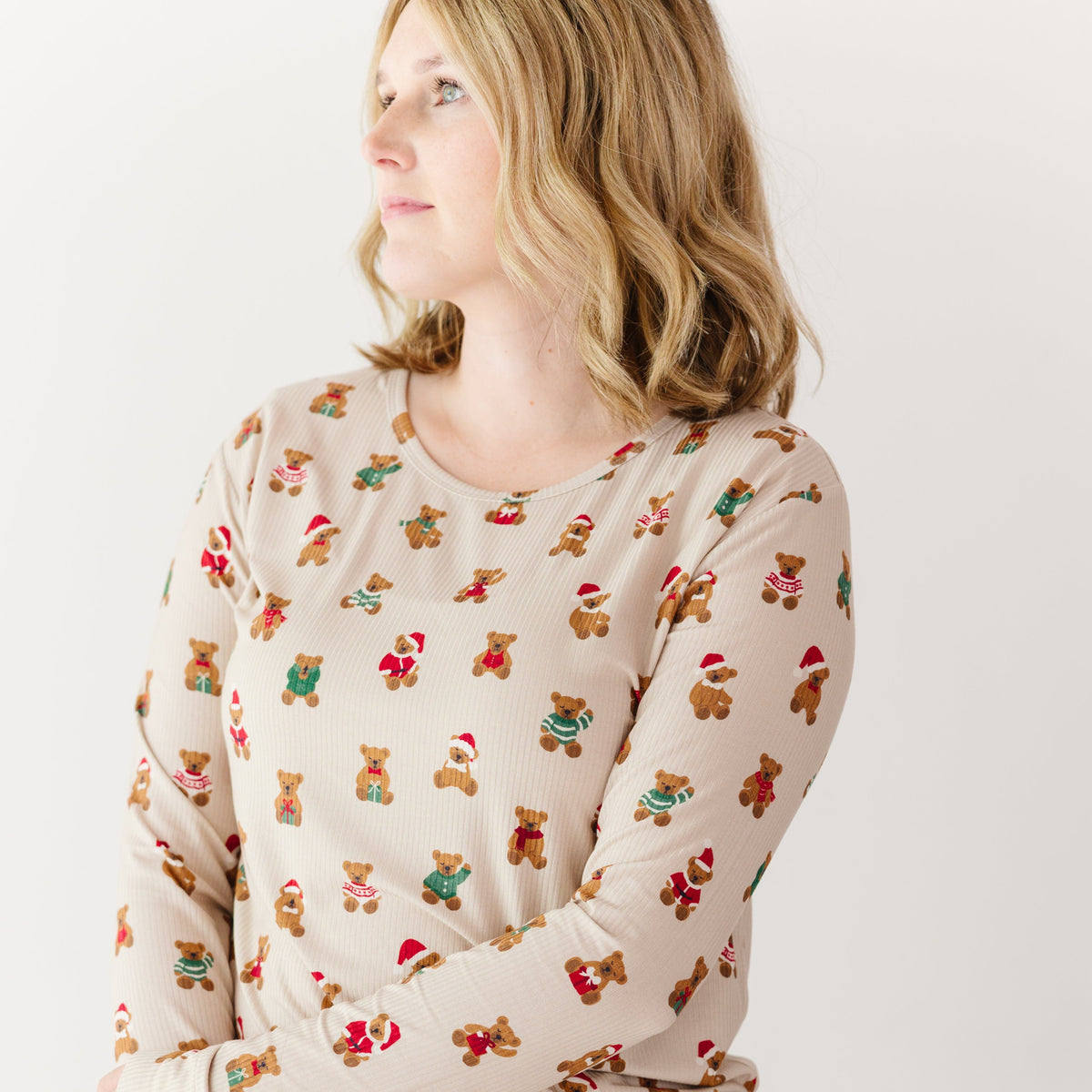 Teddy Bear Small Ribbed Women's Long Sleeve Top