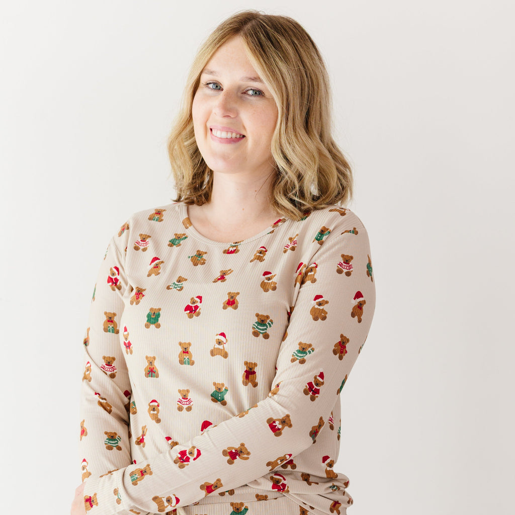 Teddy Bear Small Ribbed Women's Long Sleeve Top