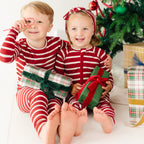 Red Wide Stripe Small Ribbed Zip Romper