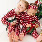 Red Wide Stripe Small Ribbed Zip Romper