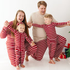 Red Wide Stripe Small Ribbed Two-Piece Set