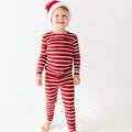 Red Wide Stripe Small Ribbed Two-Piece Set