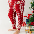Red Wide Stripe Small Ribbed Women's Pants