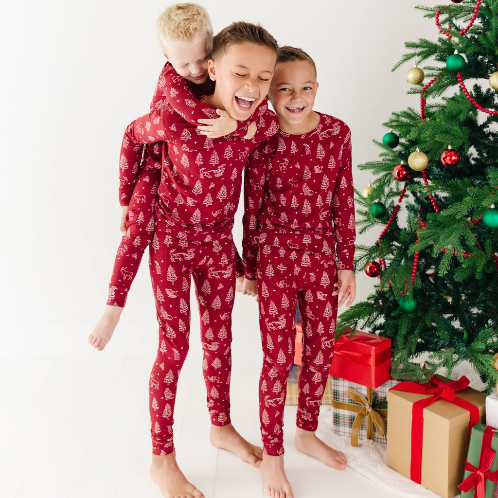 Reindeer & Santa Sleigh Small Ribbed Two-Piece Set
