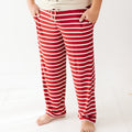 Red Wide Stripe Small Ribbed Men's Pants