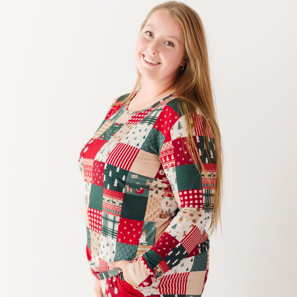 Patchwork Small Ribbed Women's Long Sleeve Top