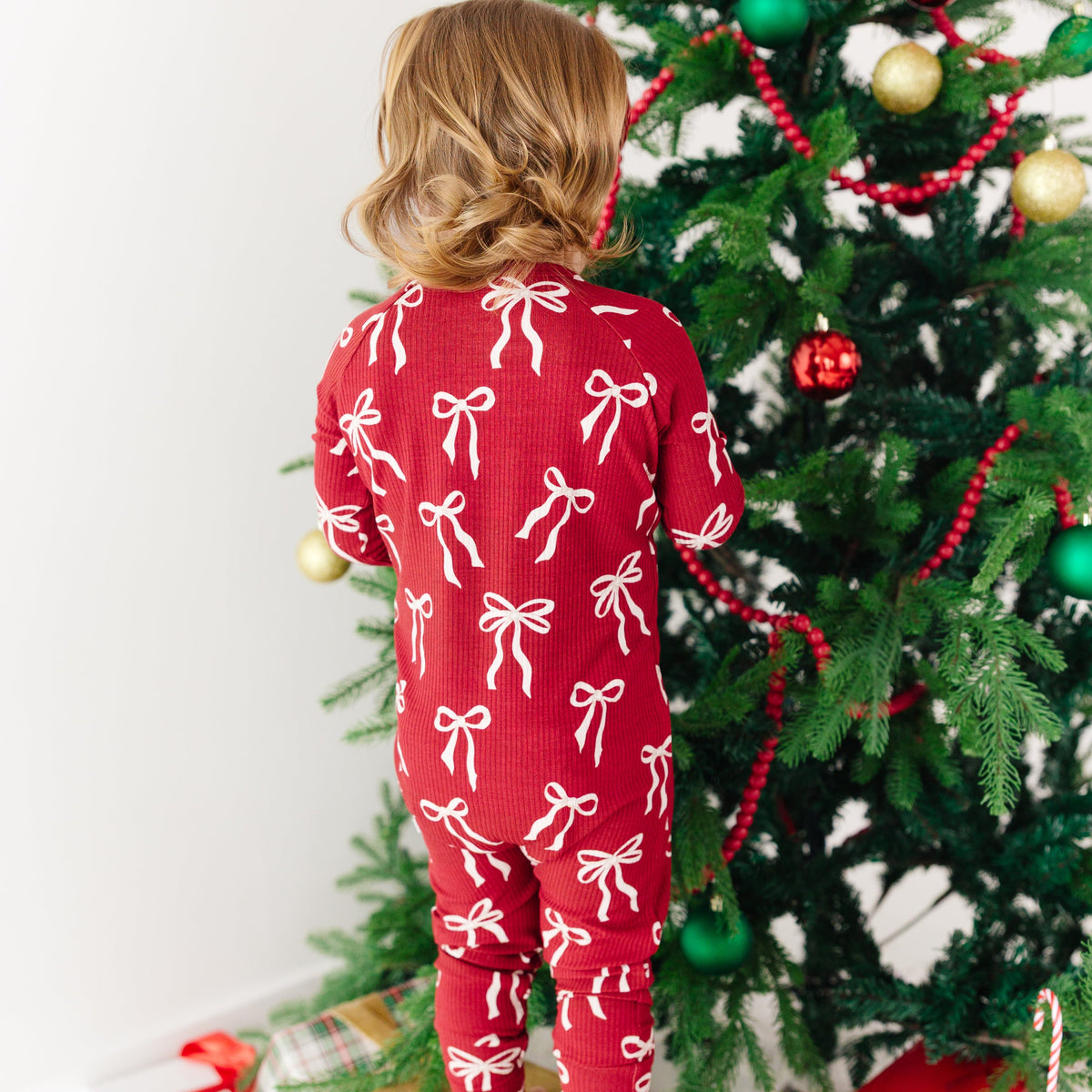 Coquette Bows Red Small Ribbed Zip Romper