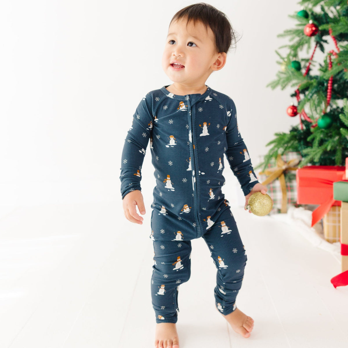 Snowmen Small Ribbed Zip Romper
