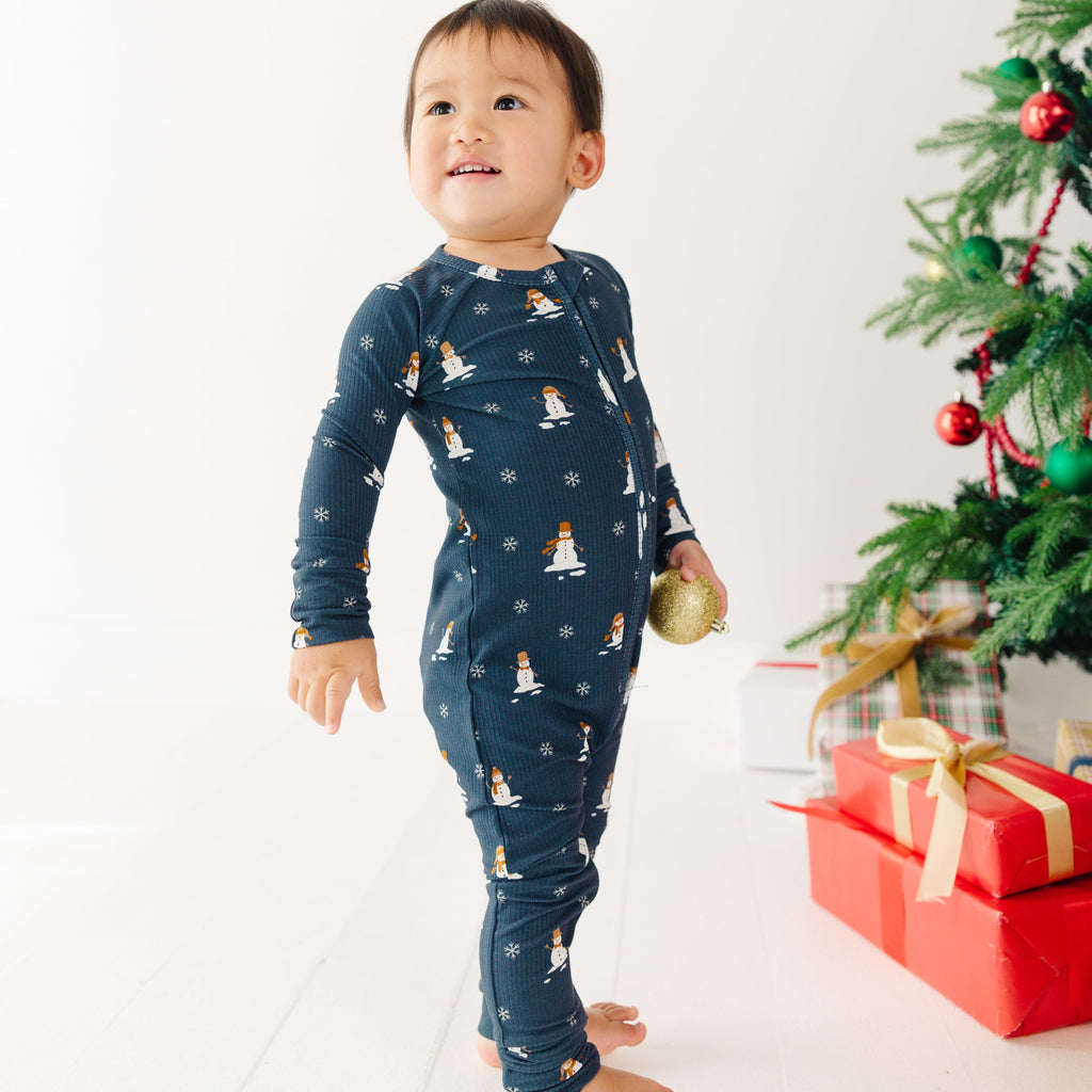 Snowmen Small Ribbed Zip Romper