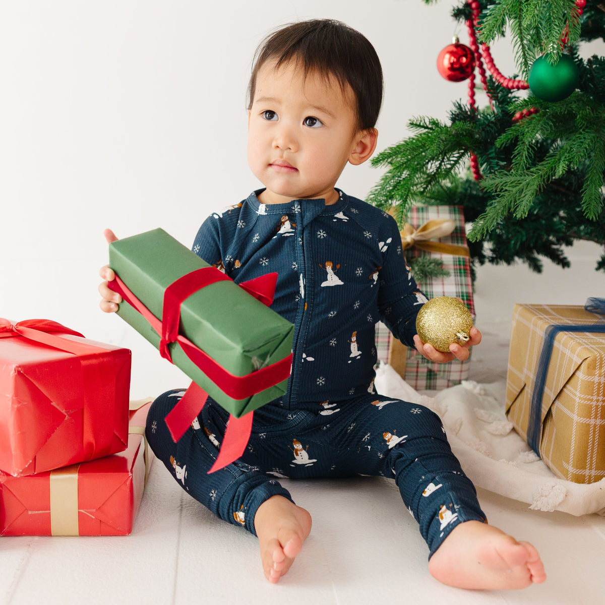 Snowmen Small Ribbed Zip Romper