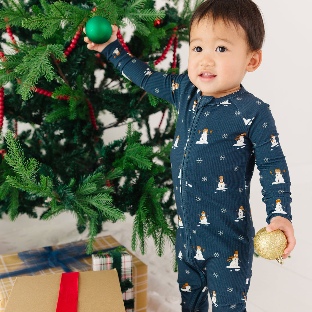 Snowmen Small Ribbed Zip Romper