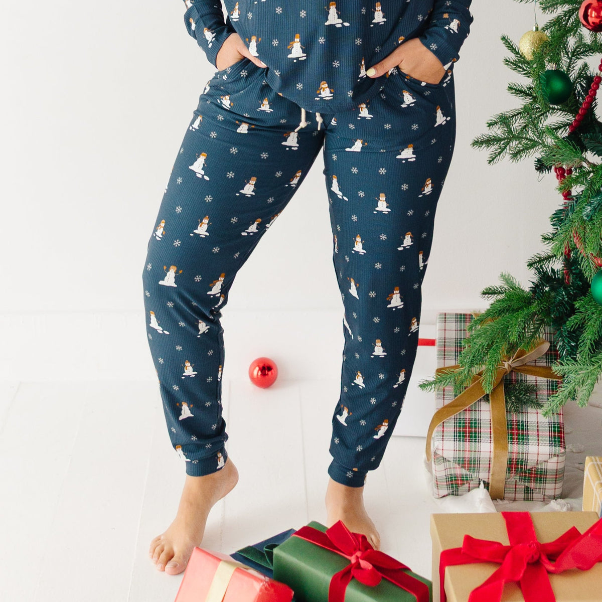 Snowmen Small Ribbed Women's Pants