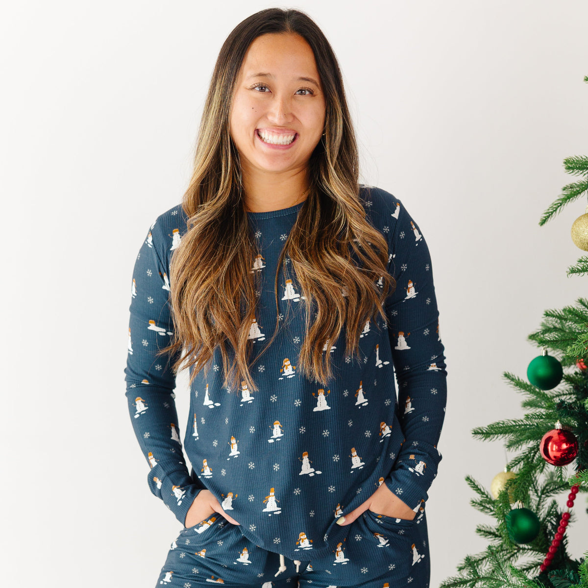 Snowmen Small Ribbed Women's Matching Set