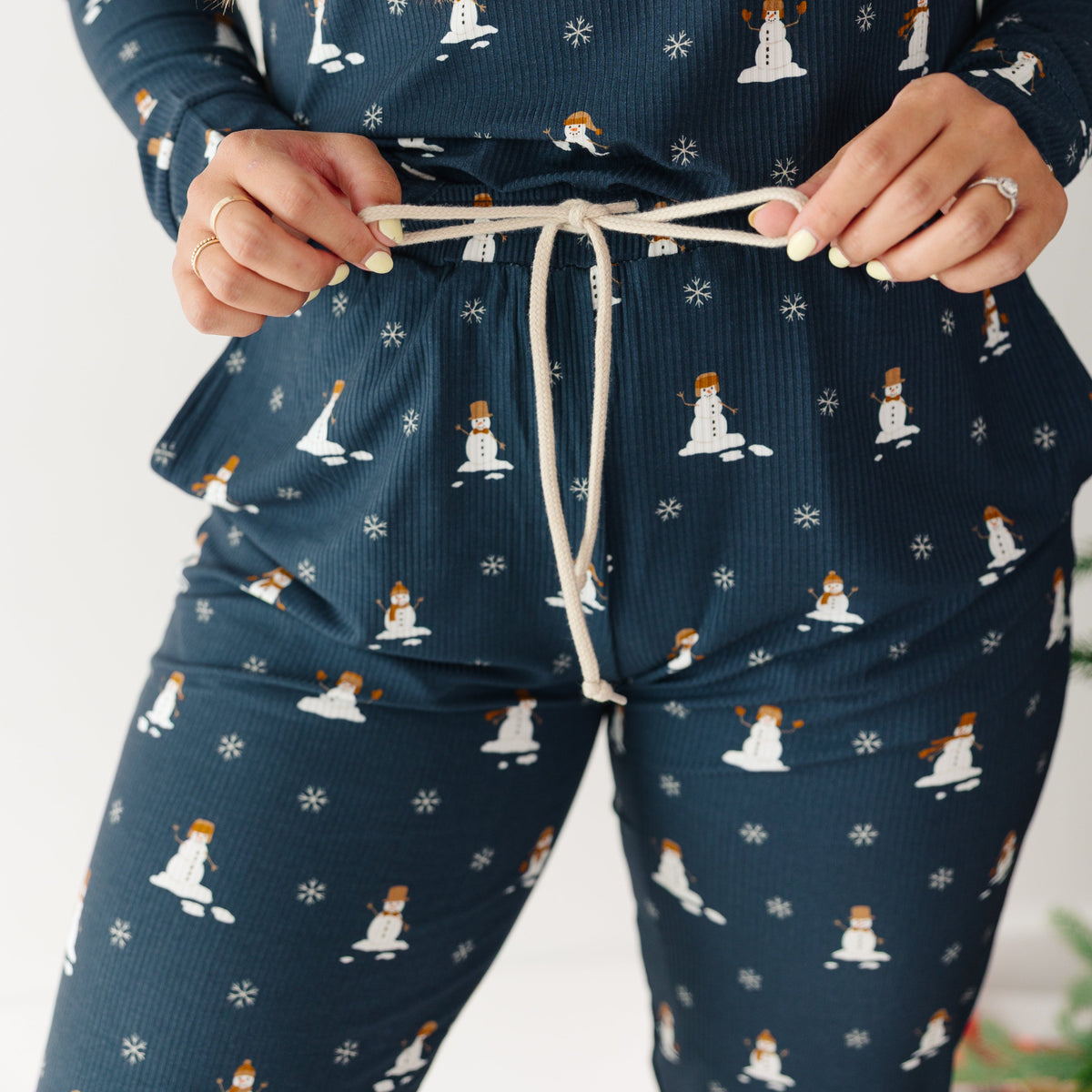 Snowmen Small Ribbed Women's Pants