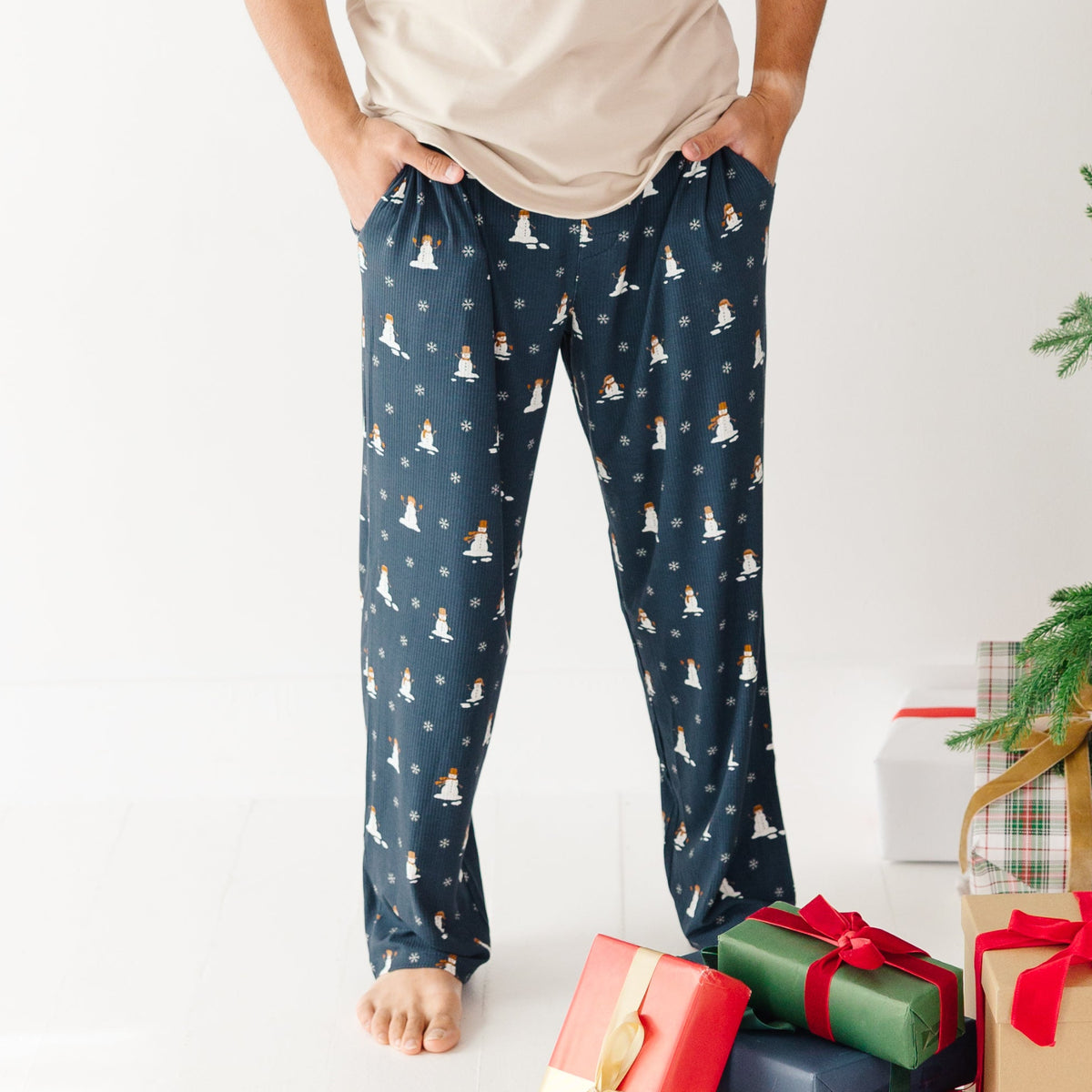 Snowmen Small Ribbed Men's Pants