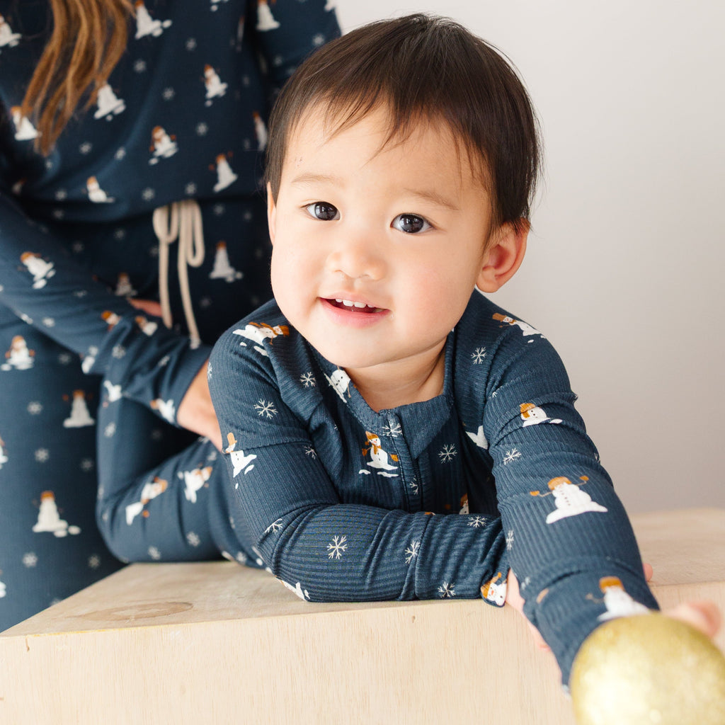 Snowmen Small Ribbed Zip Romper