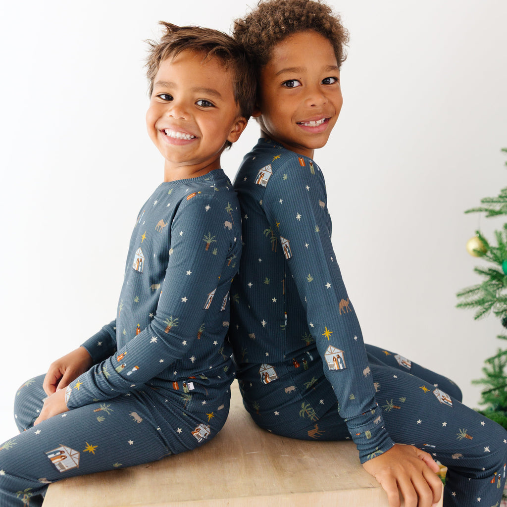 Nativity Blue Small Ribbed Two-Piece Set