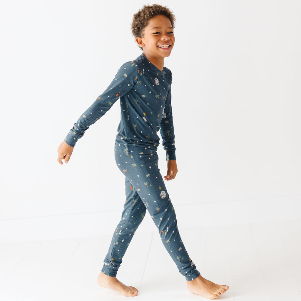 Nativity Blue Small Ribbed Two-Piece Set