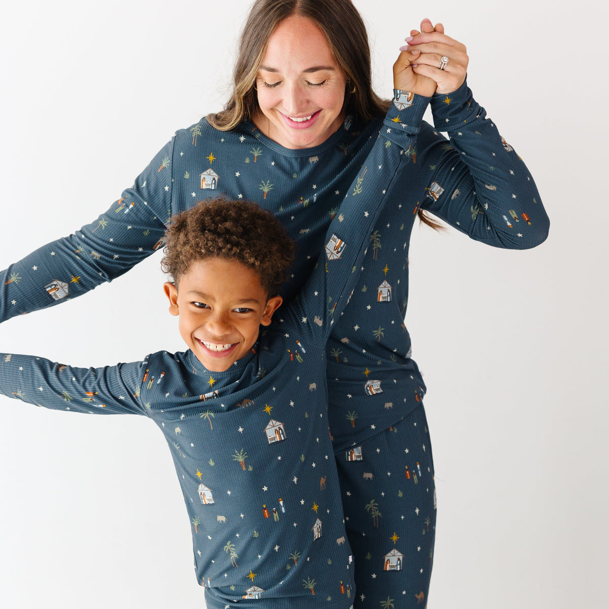 Nativity Blue Small Ribbed Women's Matching Set