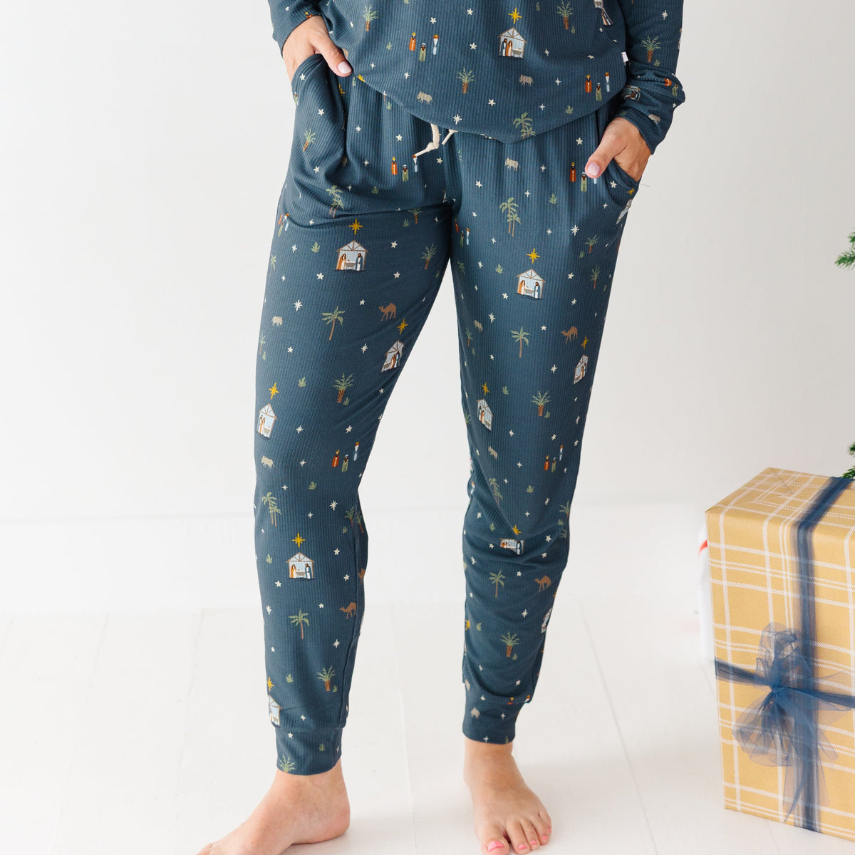 Nativity Blue Small Ribbed Women's Pants