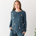 Nativity Blue Small Ribbed Women's Long Sleeve Top