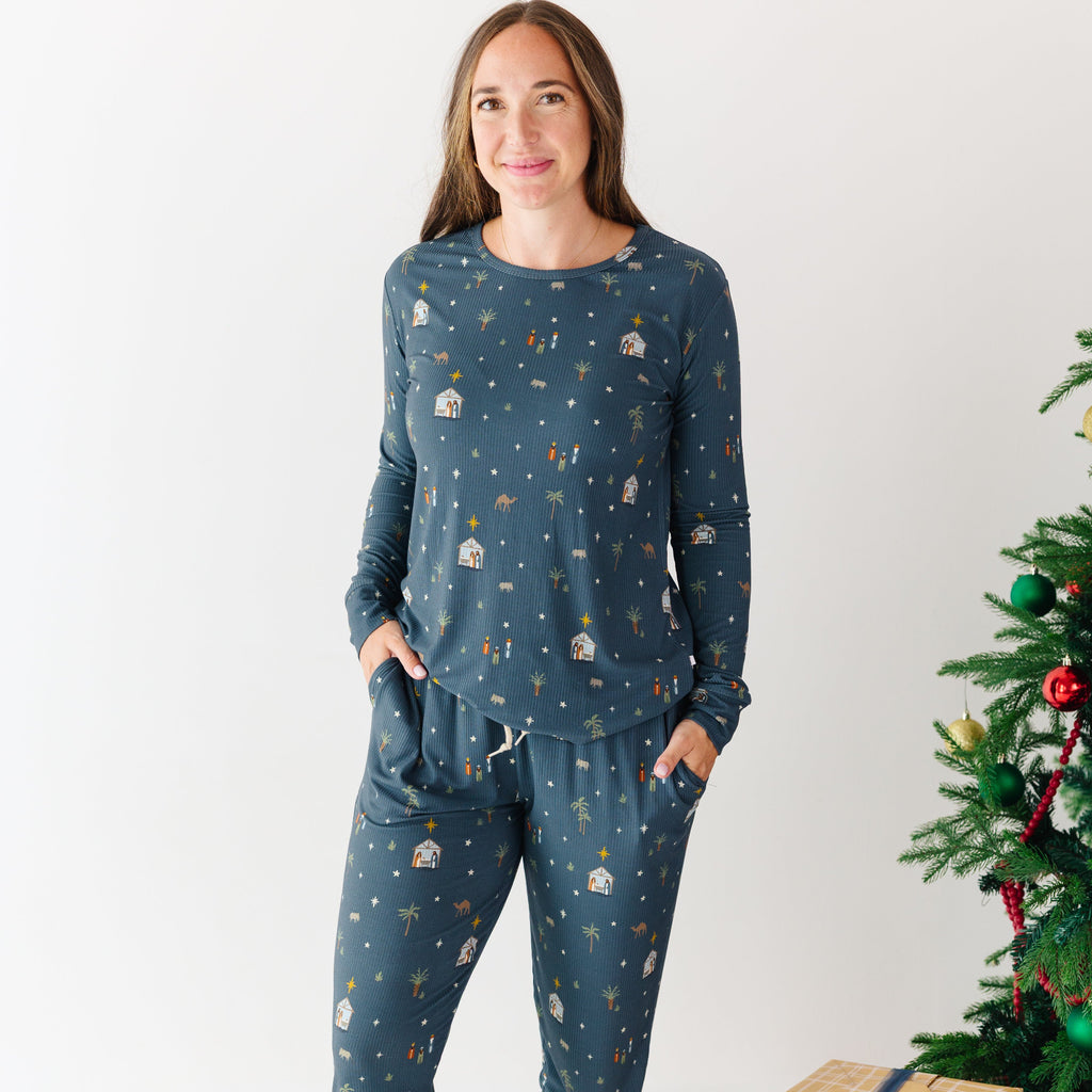 Nativity Blue Small Ribbed Women's Pants
