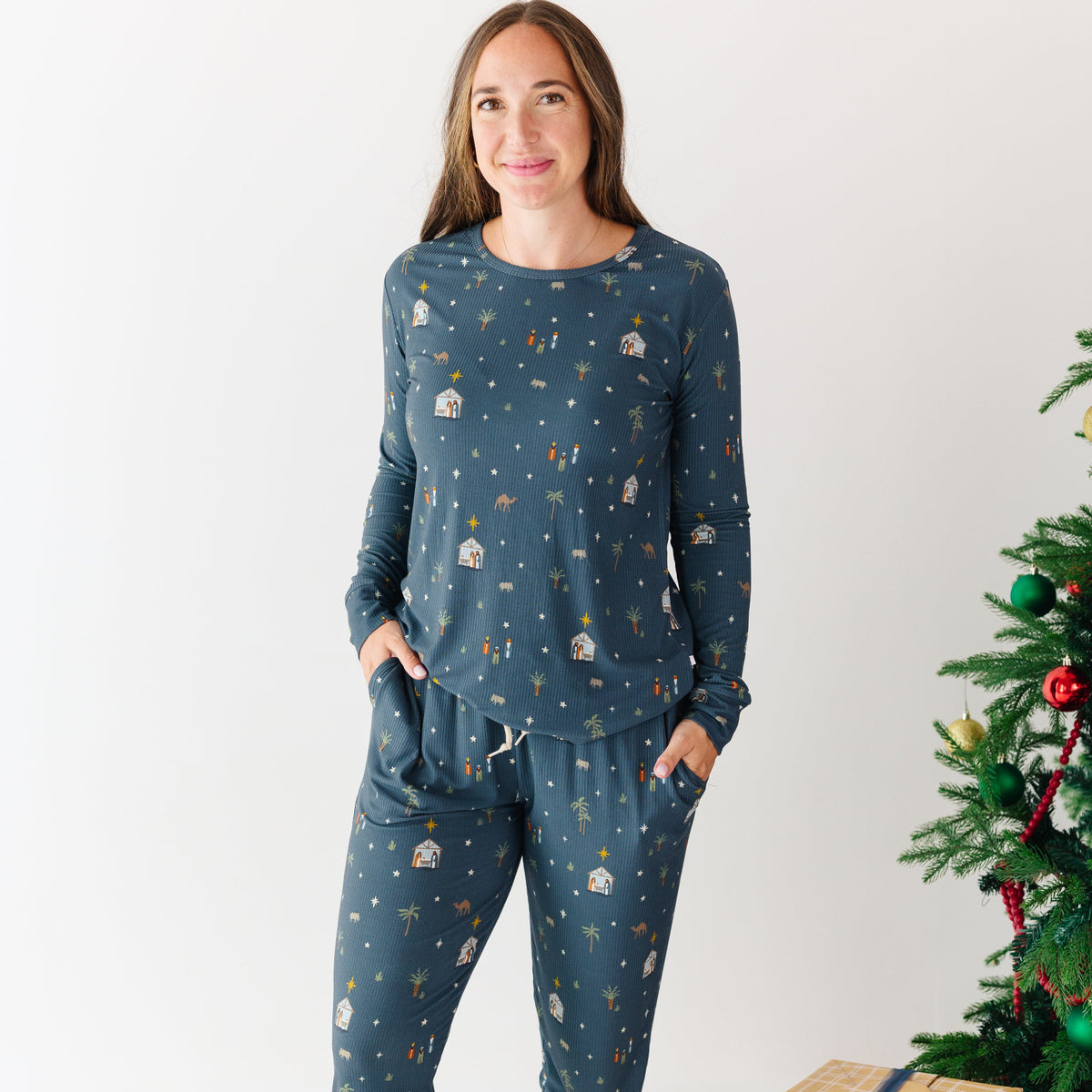 Nativity Blue Small Ribbed Women's Pants