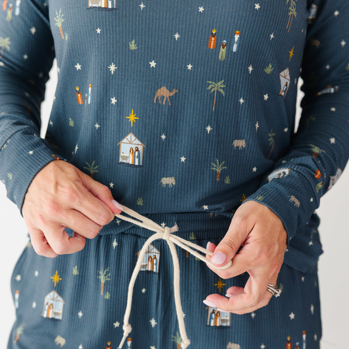 Nativity Blue Small Ribbed Women's Matching Set