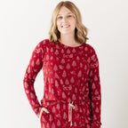Reindeer & Santa Sleigh Small Ribbed Women's Long Sleeve Top