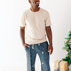 Nativity Blue Small Ribbed Men's Pants