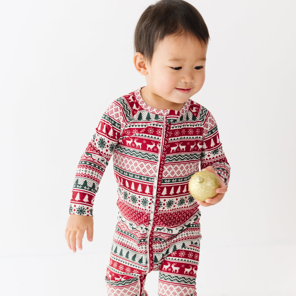 Christmas Sweater Stripe Small Ribbed Zip Romper