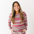 Christmas Sweater Stripe Small Ribbed Women's Long Sleeve Top