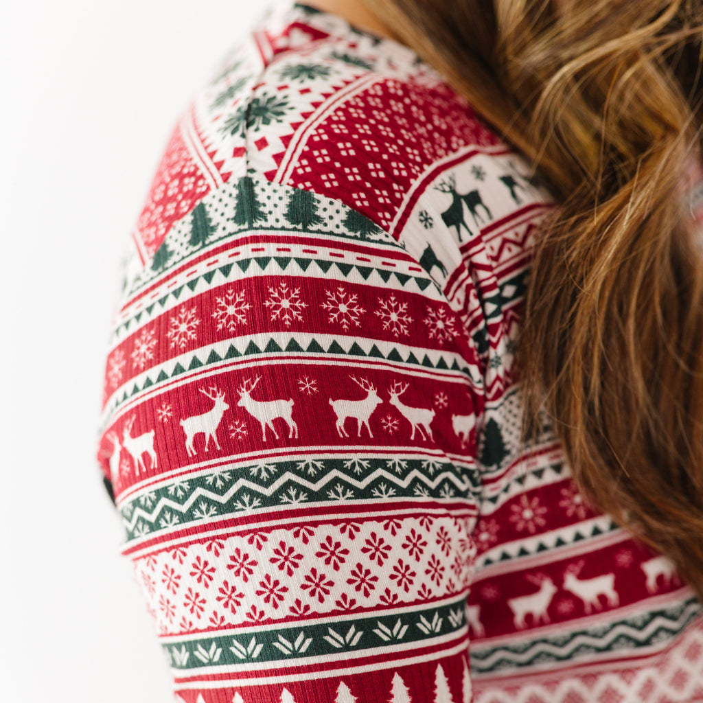Christmas Sweater Stripe Small Ribbed Women's Long Sleeve Top