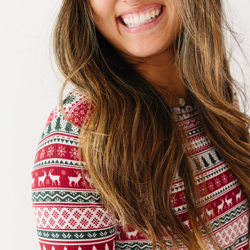 Christmas Sweater Stripe Small Ribbed Women's Long Sleeve Top