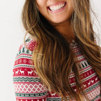Christmas Sweater Stripe Small Ribbed Women's Long Sleeve Top