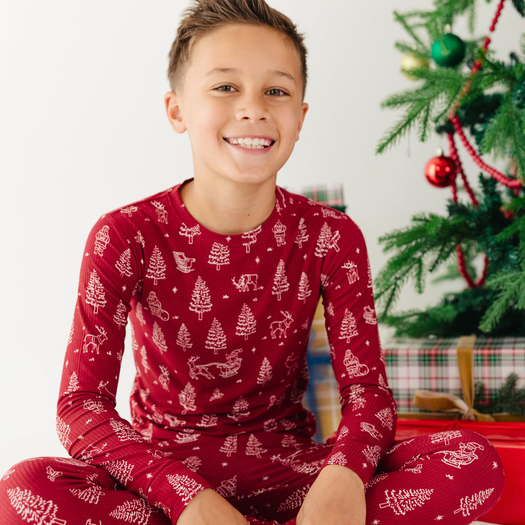 Reindeer & Santa Sleigh Small Ribbed Two-Piece Set