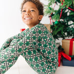 Checkered Christmas Trees Small Ribbed Two-Piece Set