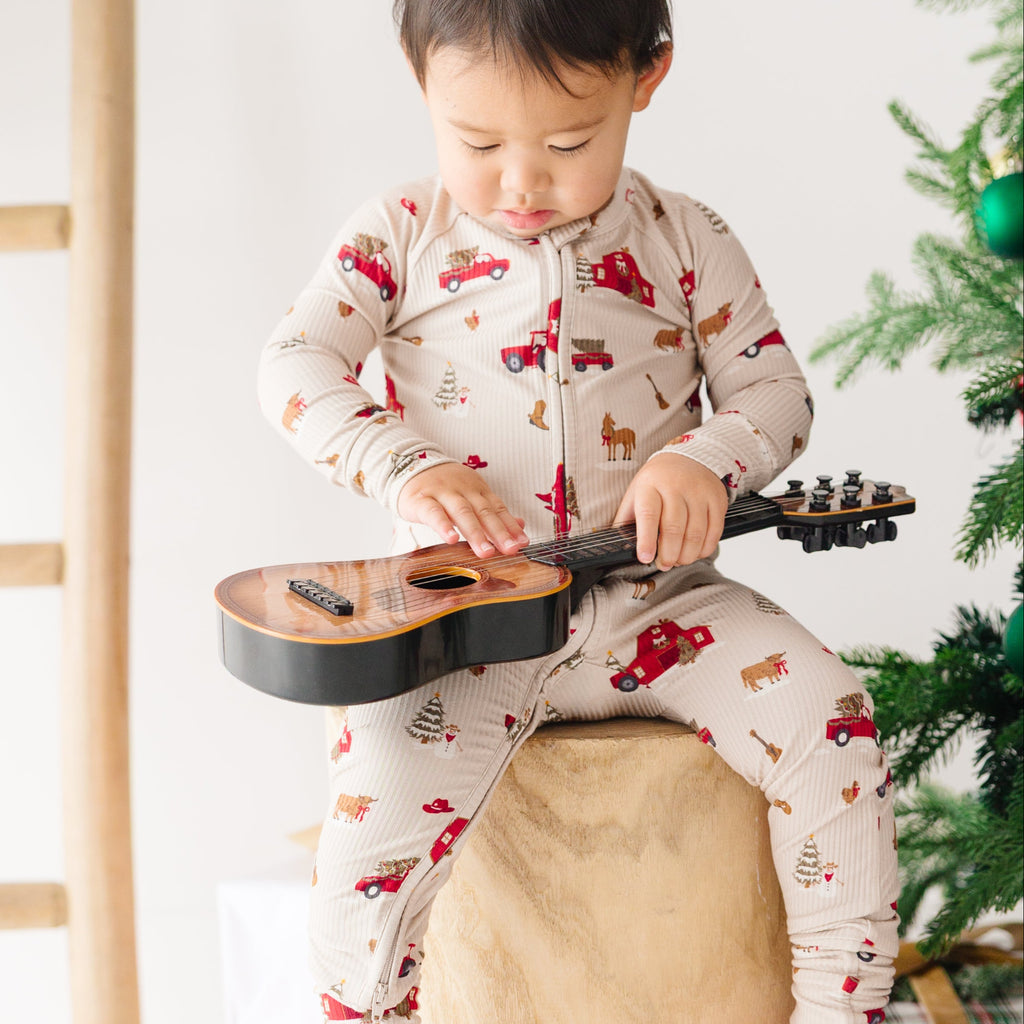 Country Christmas Small Ribbed Zip Romper