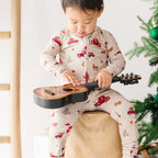 Country Christmas Small Ribbed Zip Romper