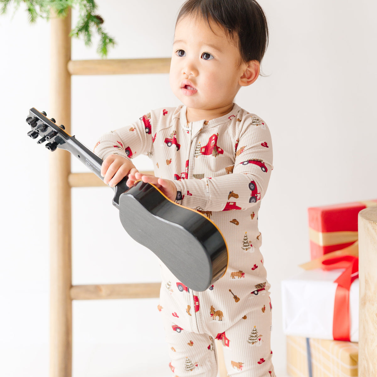 Country Christmas Small Ribbed Zip Romper