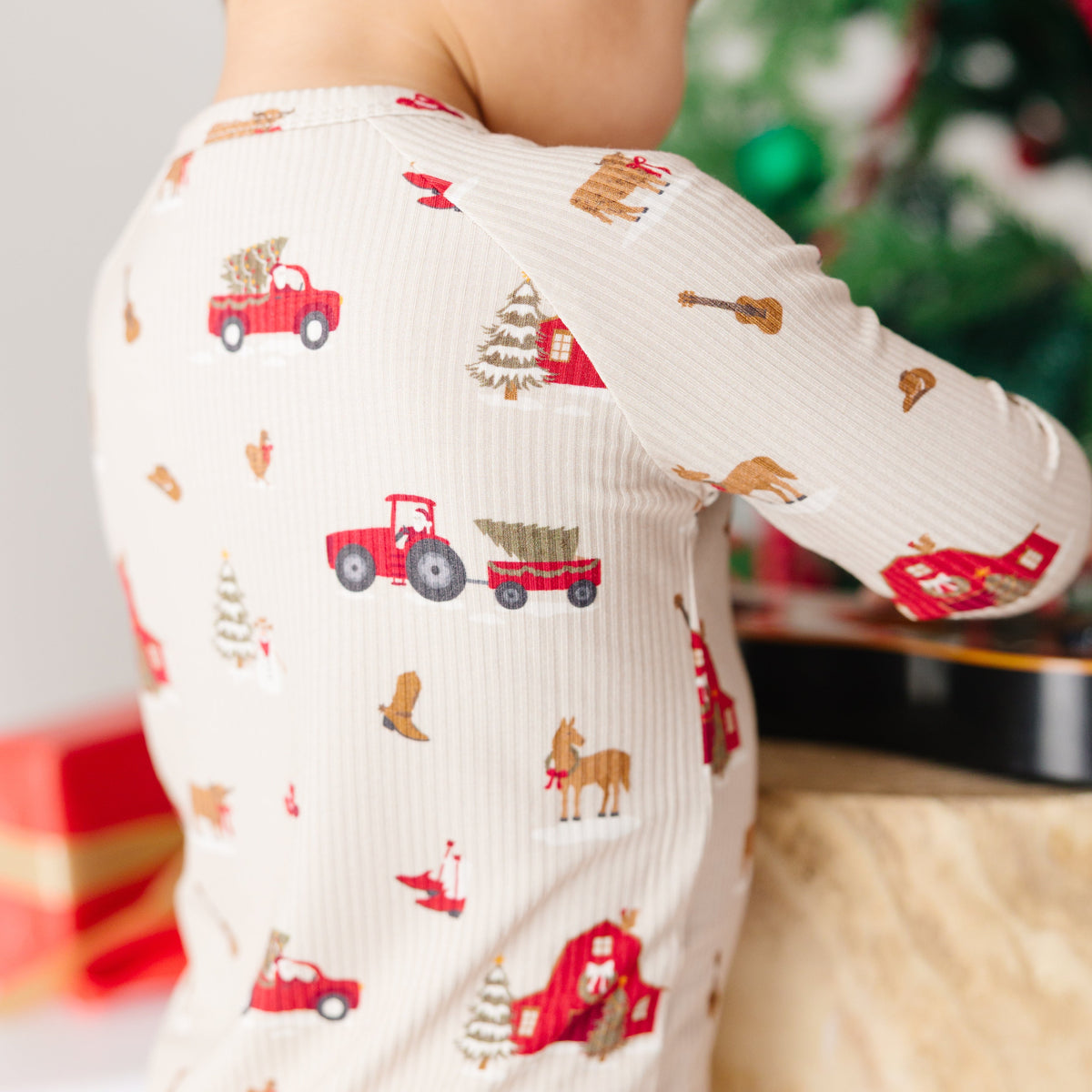 Country Christmas Small Ribbed Zip Romper