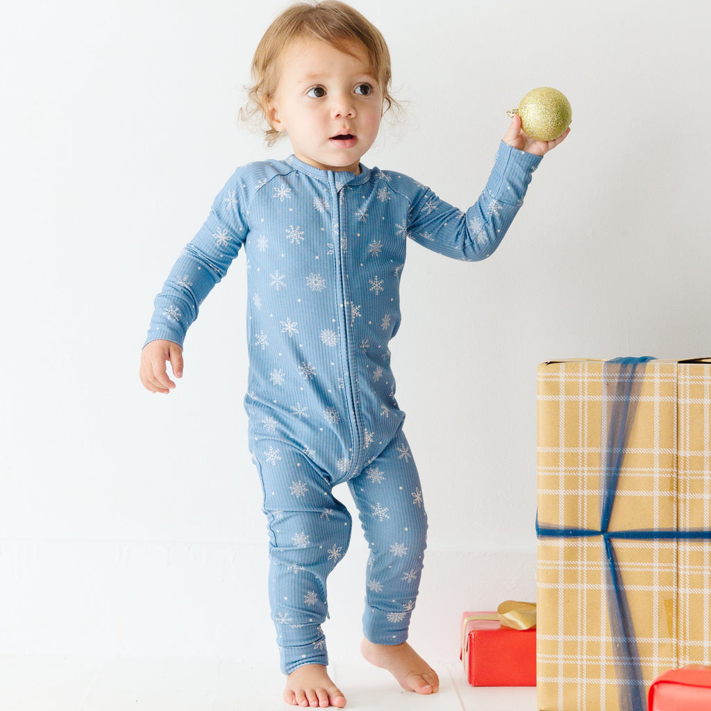Snowflakes Small Ribbed Zip Romper