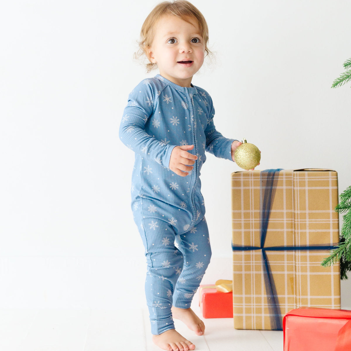Snowflakes Small Ribbed Zip Romper