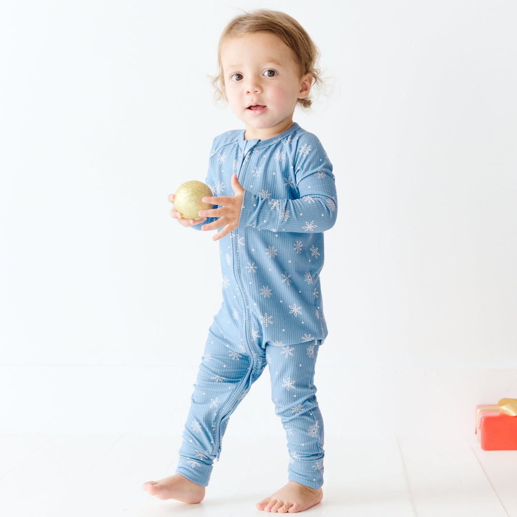 Snowflakes Small Ribbed Zip Romper