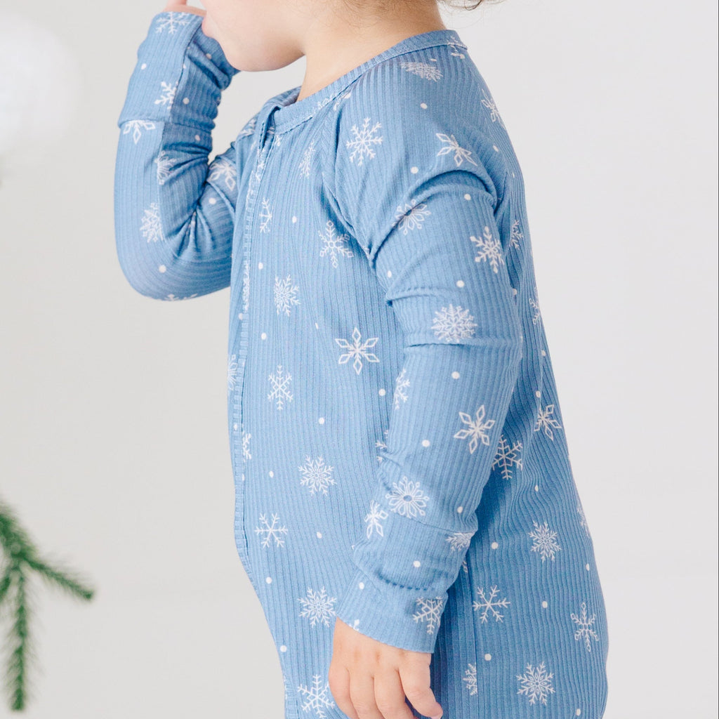 Snowflakes Small Ribbed Zip Romper