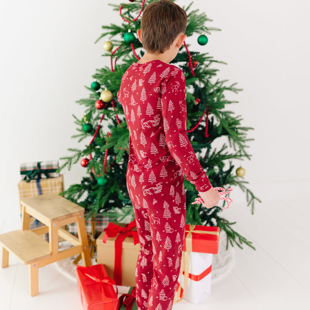 Reindeer & Santa Sleigh Small Ribbed Two-Piece Set