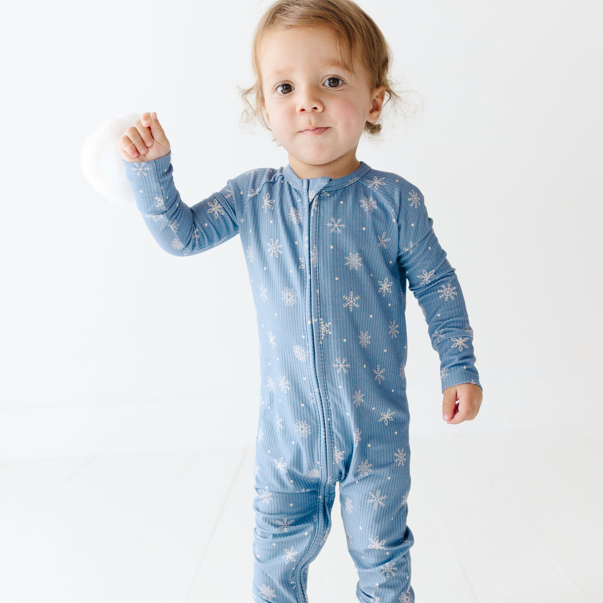 Snowflakes Small Ribbed Zip Romper