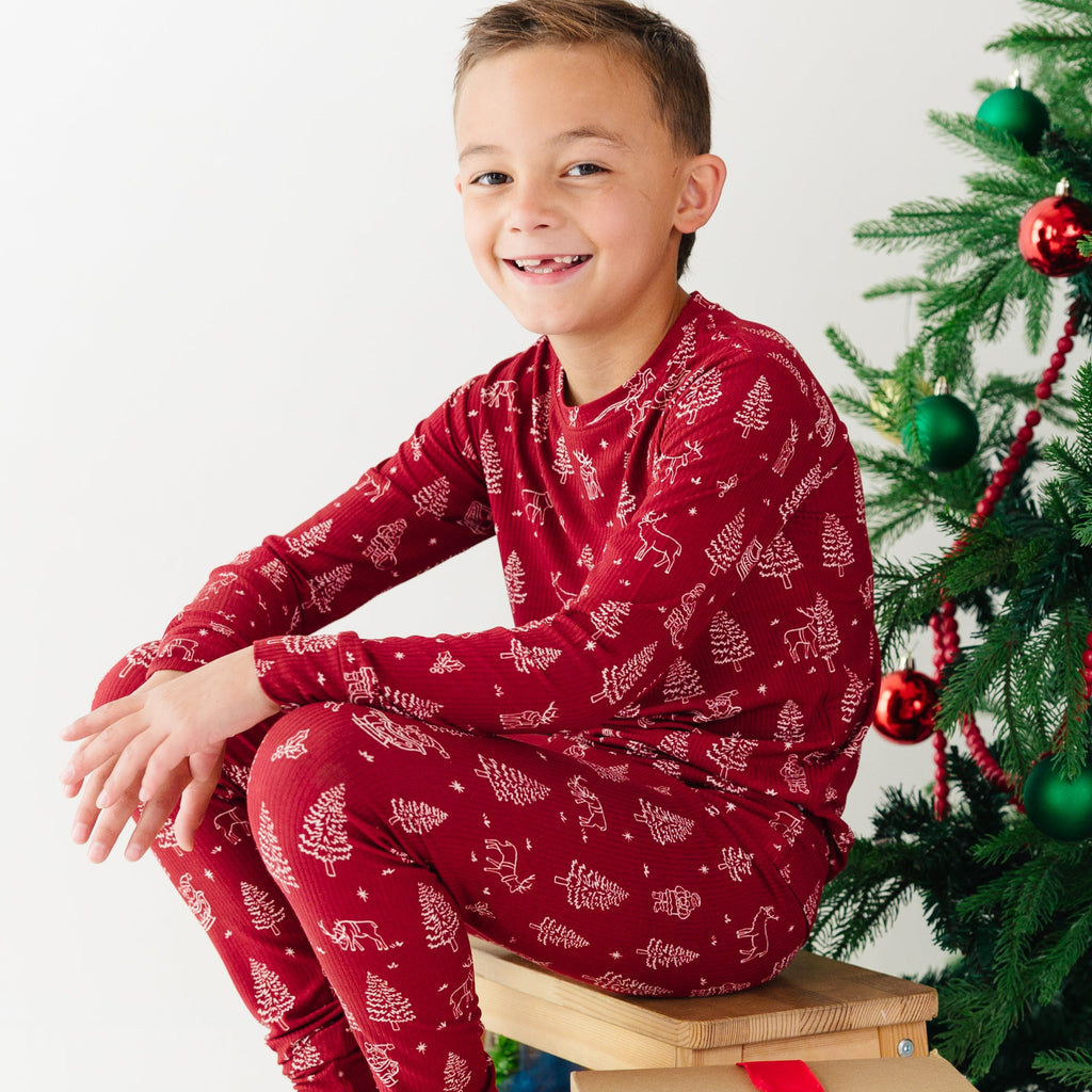 Reindeer & Santa Sleigh Small Ribbed Two-Piece Set