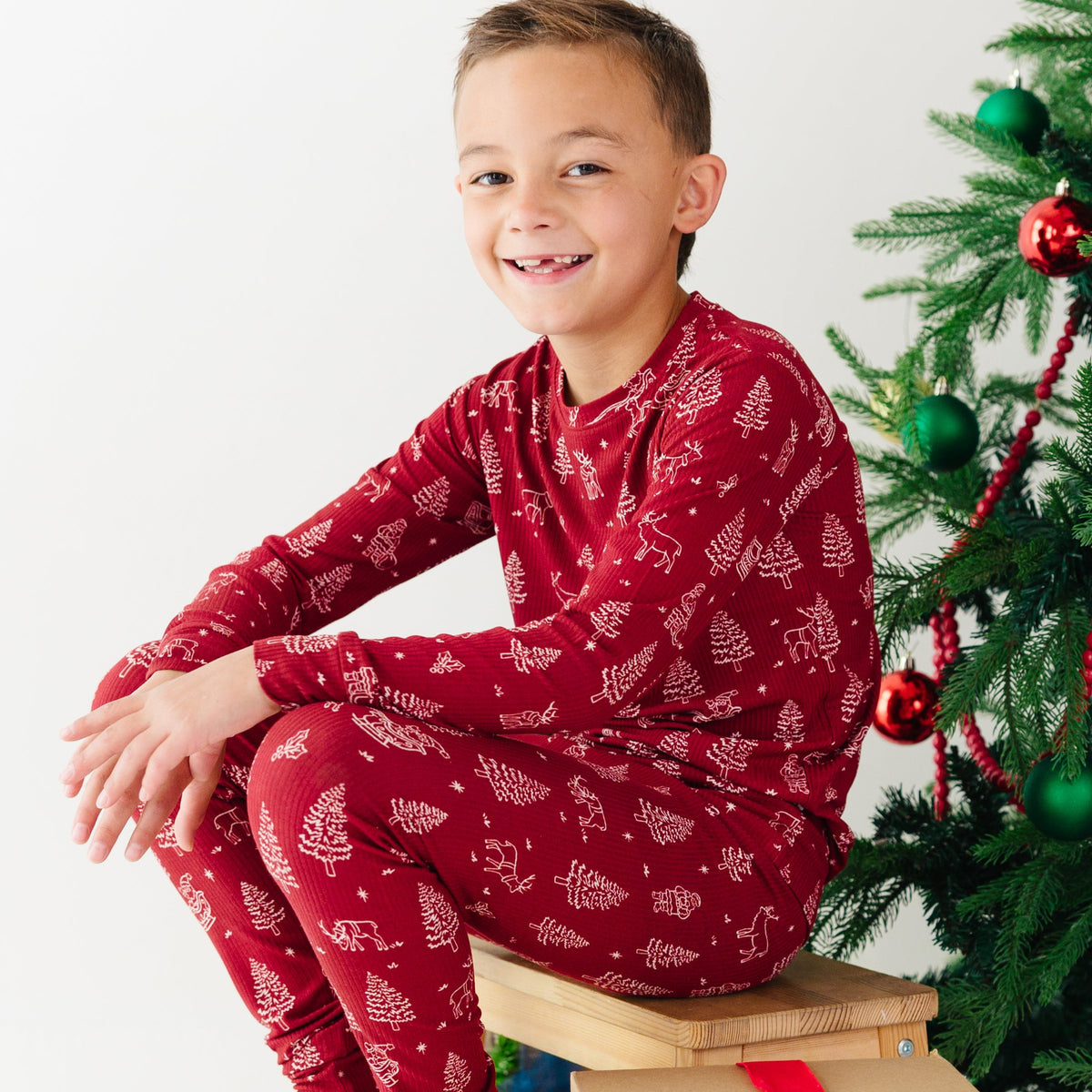 Reindeer & Santa Sleigh Small Ribbed Two-Piece Set