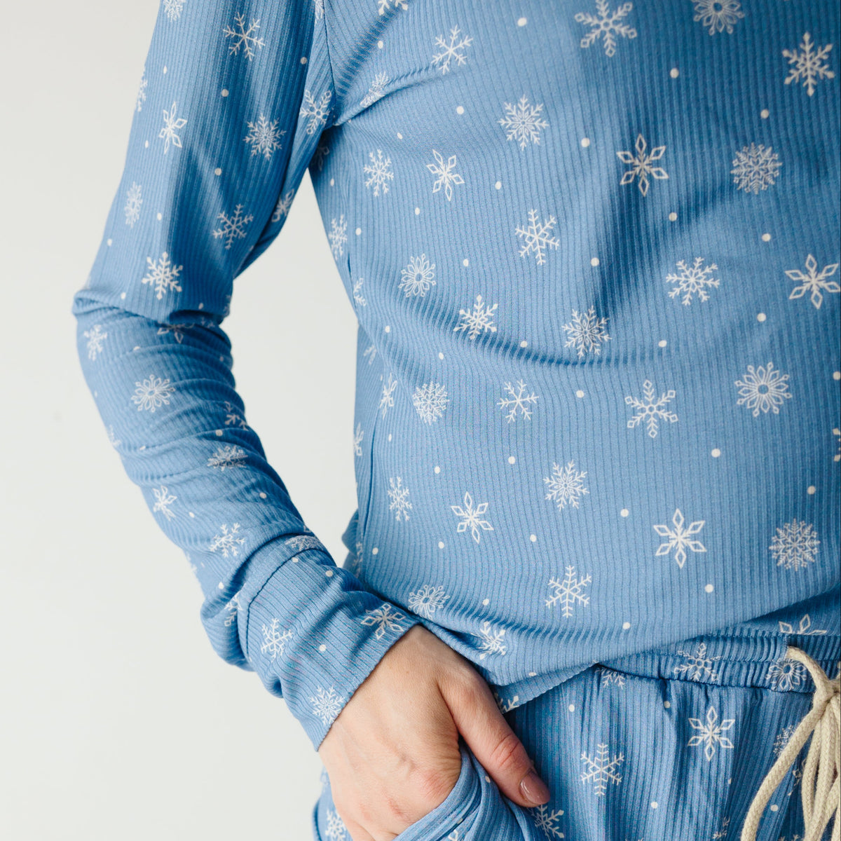 Snowflakes Small Ribbed Women's Long Sleeve Top